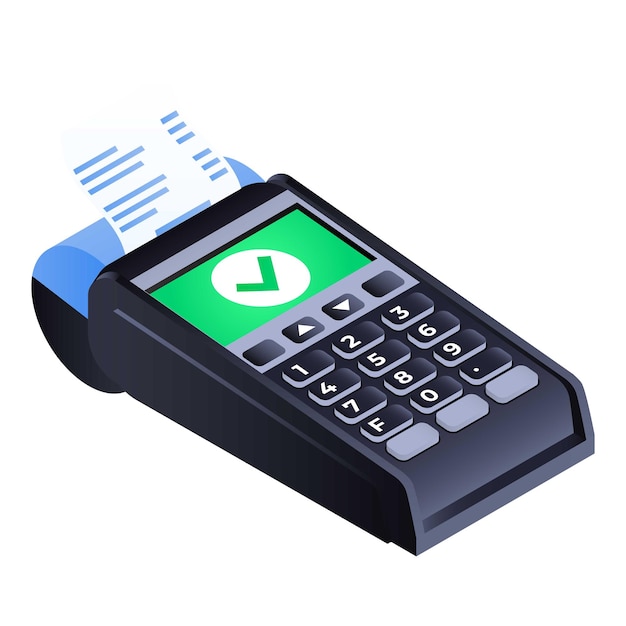 Vettore icona del terminale di pagamento pos isometrica dell'icona vettoriale del terminal di pagamento pos per il web design isolata su sfondo bianco