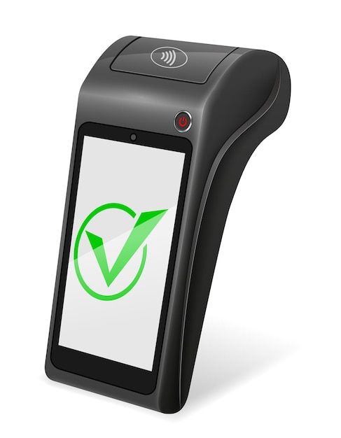 Vector pos terminal for contactless payment for products and services vector illustration