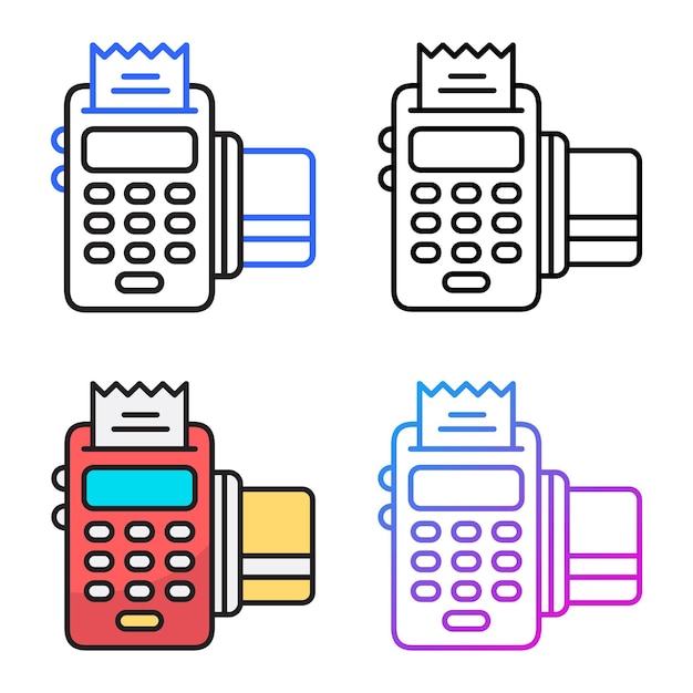 4 つのバリエーション カラーの POS ターミナル アイコン デザイン