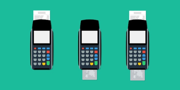 Vector pos terminal icon set flat style.