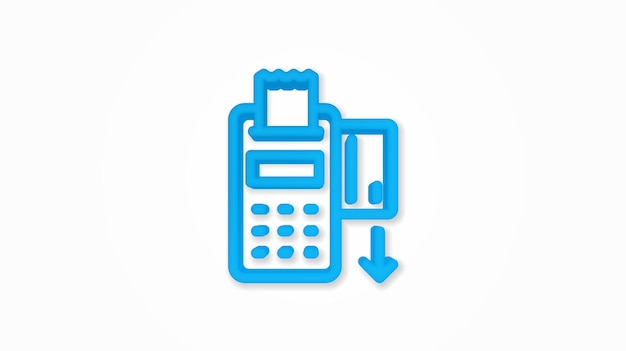 POS-terminal met ontvangst ingevoegd creditcard 3D-realistische lijn pictogram vectorillustratie