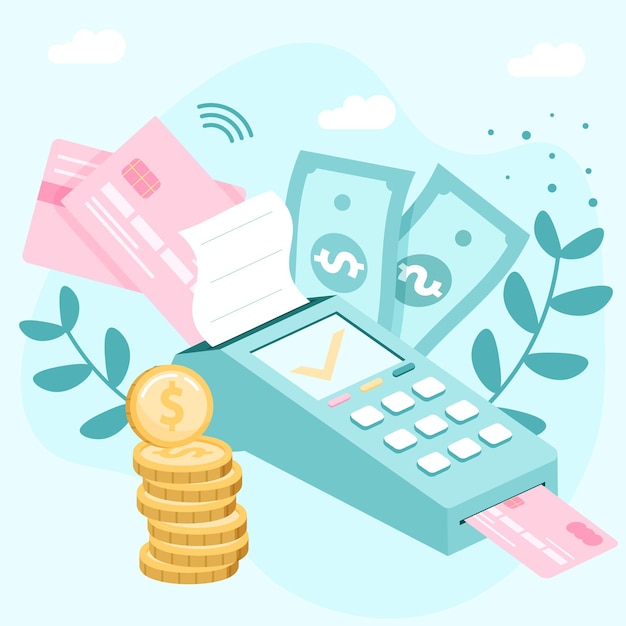 POS terminal payment methot Credit Bank Card Payment Receit Set