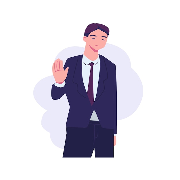 pose of man rejecting something flat style illustration vector design