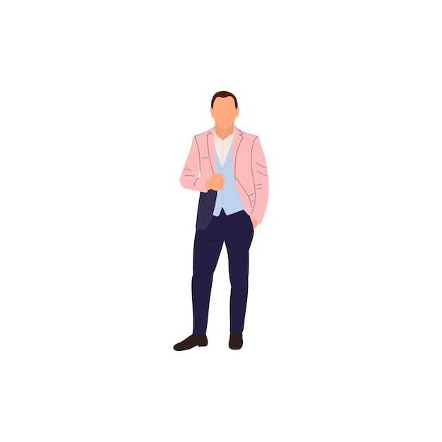 Вектор Поза человека в розовой одежде с прохладным стилем позирования
