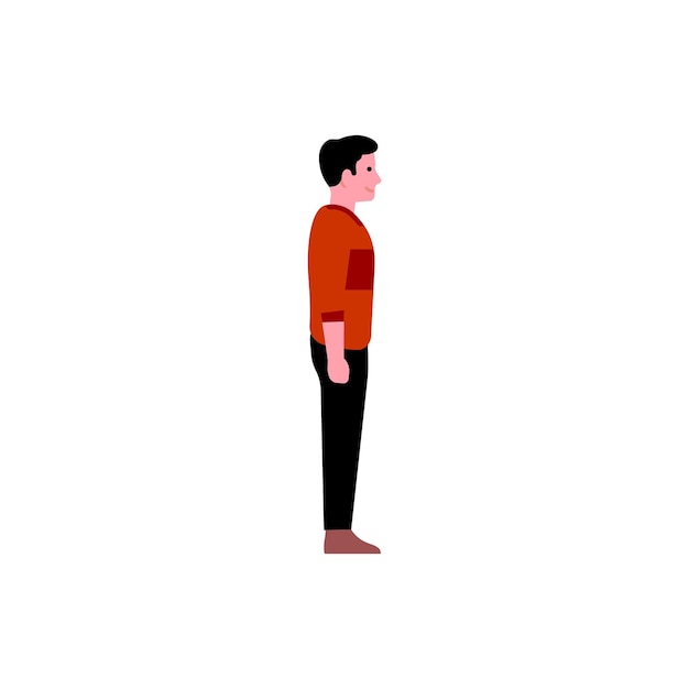 Vector pose of young man in red shirt confident