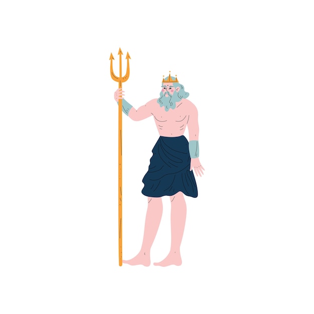 Poseidon Griekse god oude Griekenland mythologie held vectorillustratie