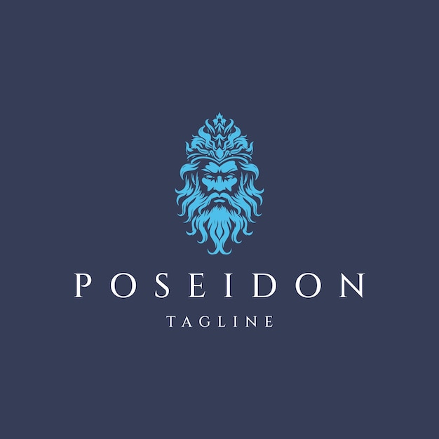 Poseidon logo ontwerp vector sjabloon