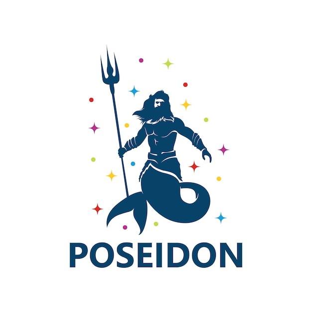 Poseidon logo sjabloon ontwerp vector