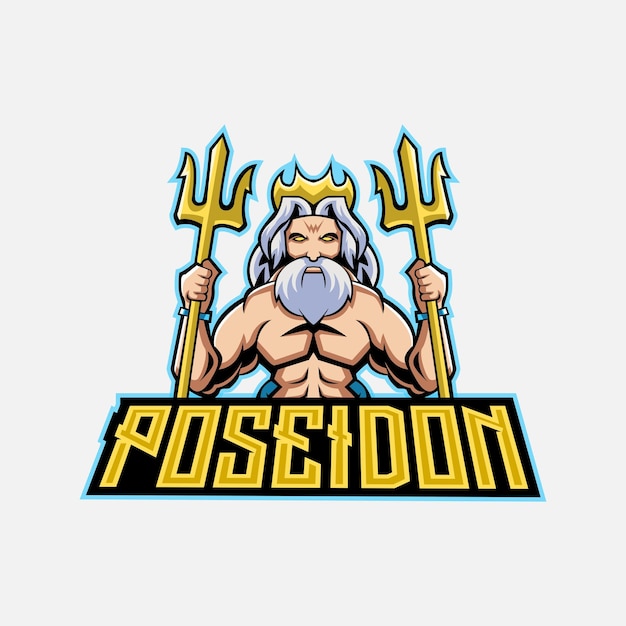 Poseidon mascot esport logo team