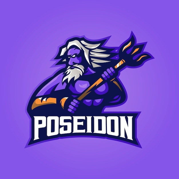 Poseidon mascotte logo con il moderno concetto di illustrazione