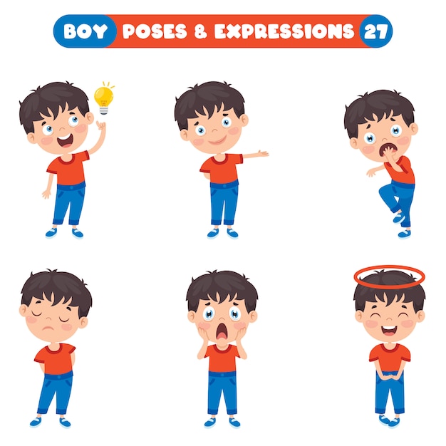 Poses And Expressions Of A Funny Boy