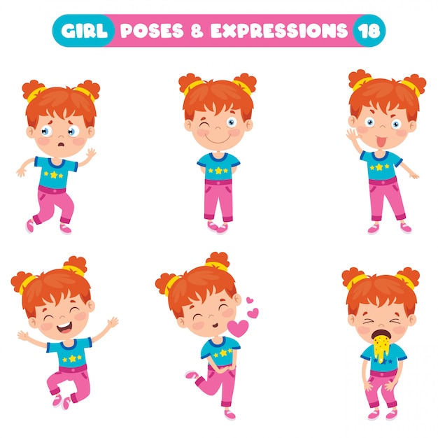 Poses and expressions of a funny girl