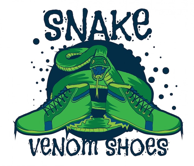 Posion venom snake with shoes vector illustration