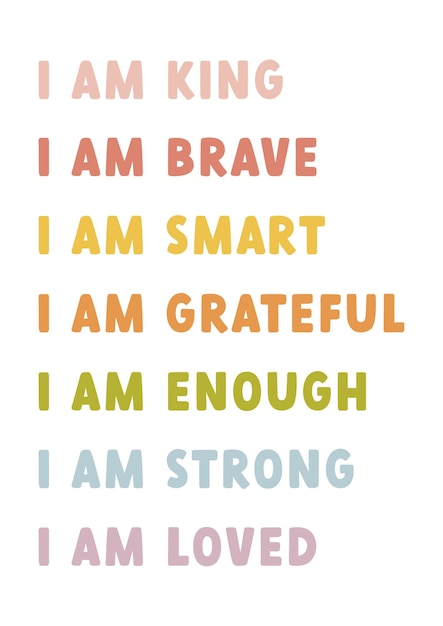 Positieve affirmaties illustratie educatief materiaal kinderen vector kleuterschool illustratie