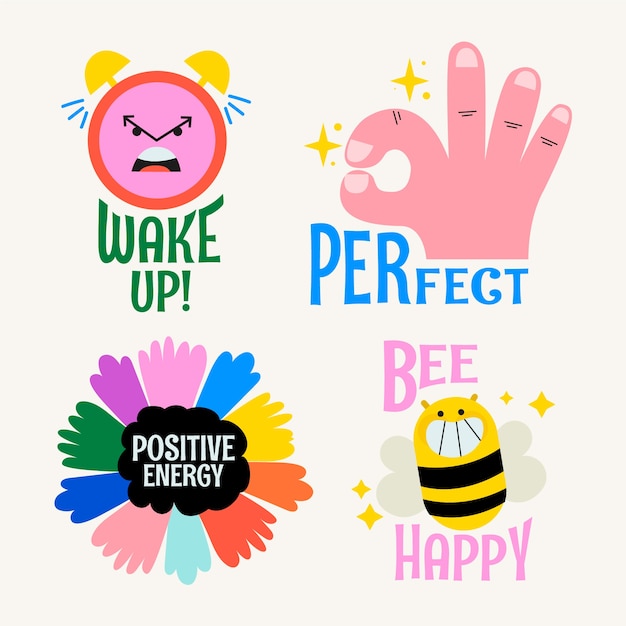 Vector positive energy in stickers collection