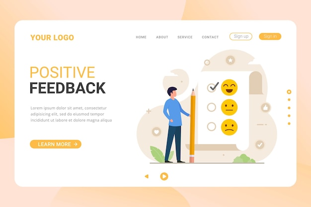 Positive feedback landing page template