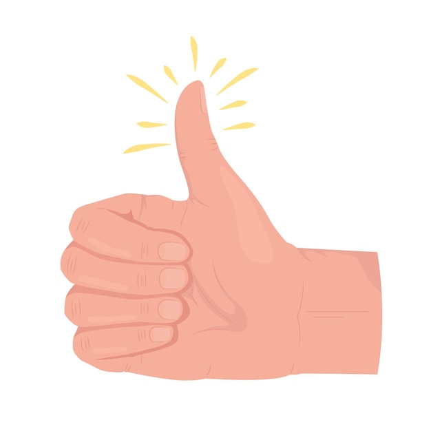 Positive feedback semi flat color vector hand gesture