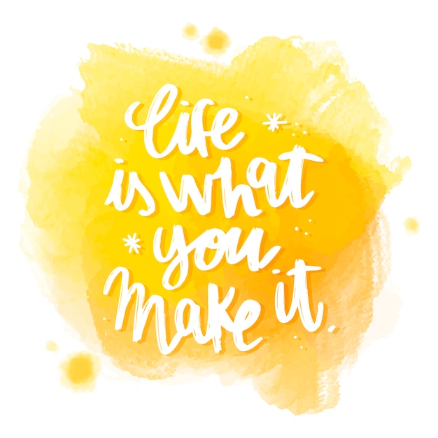 Positive lettering message on watercolor stain