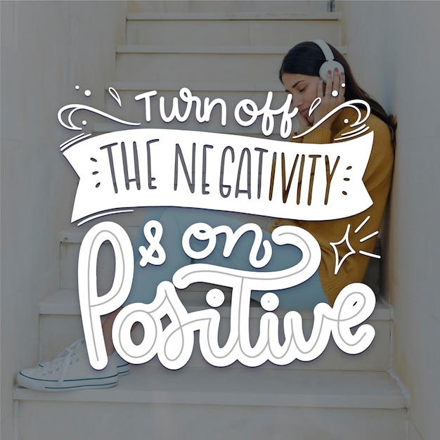 Vector positive mind lettering concept