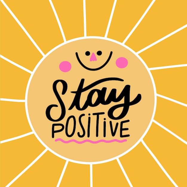 Positive mind lettering with smiley sun