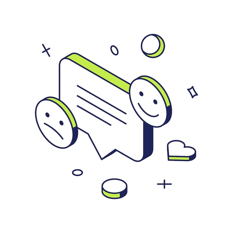 Vector positive negative comments customers feedback brand quality satisfaction evaluation isometric vector