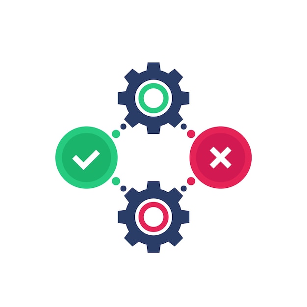 Positive and negative icon with gears