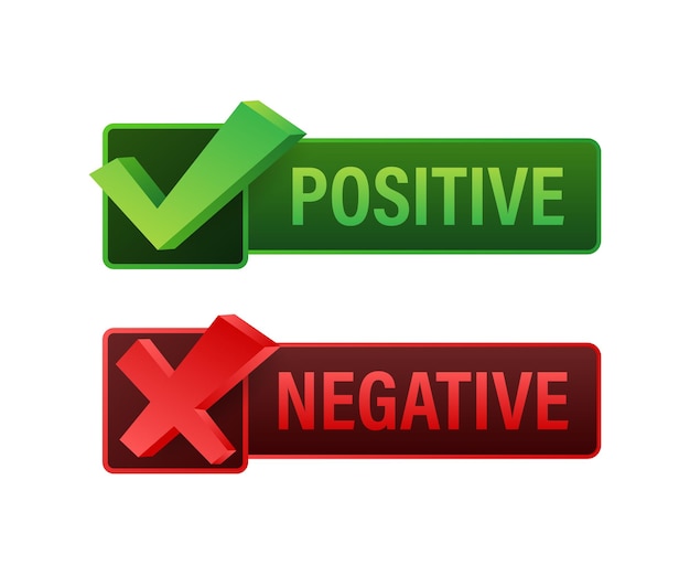 Positive and negative stamp for concept design. covid pcr test vector line icon illustration for medical design. . checkmark right vector icon.