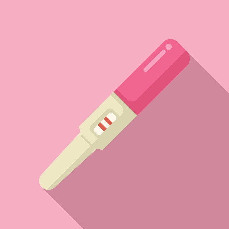 Vector positive pregnancy test icon on pink background