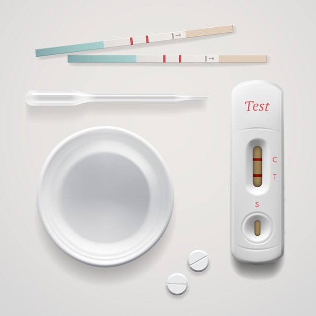 Positive pregnancy tests set vector illustration