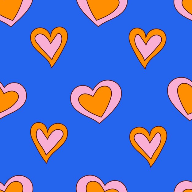 Positive psychedelic seamless pattern with hearts