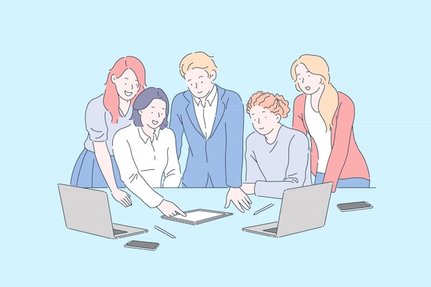 Positive workplace environment, business meeting concept