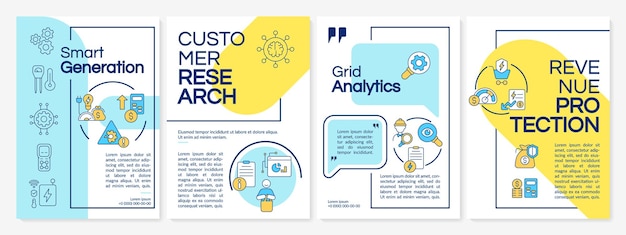 Possibilities of smart grid blue and yellow brochure template