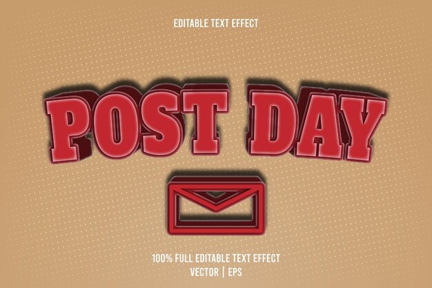 Post day editable text effect 3 dimension emboss cartoon style