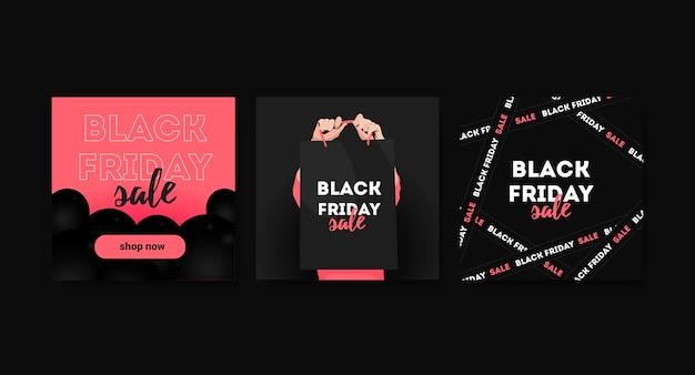 Vettore post per instagram sul tema del black friday