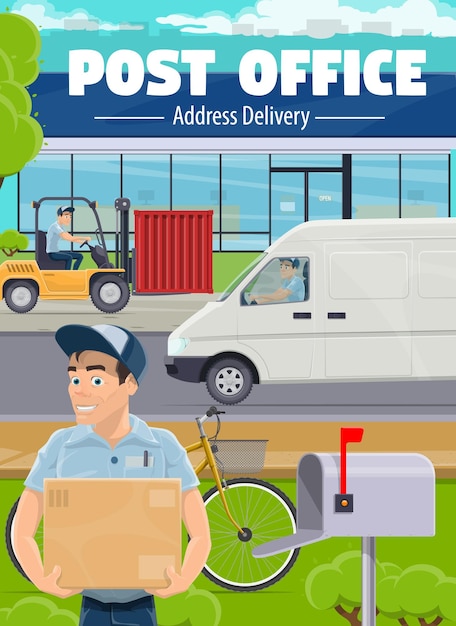 Post office delivery service vector banner