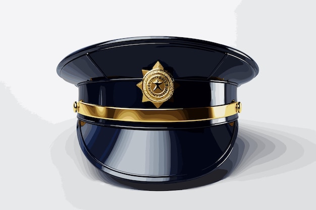 Vector post officer postman hat with golden badge on a white background 3d rendering