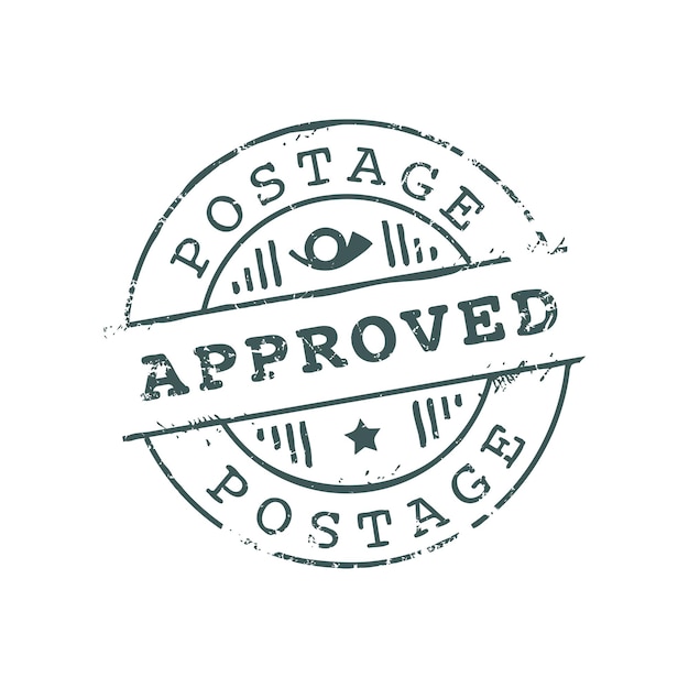 Vector postage approved round ink seal delivery stamp