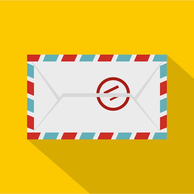 Vector postage envelope with stamp icon. flat illustration of postage envelope with stamp vector icon for web isolated on yellow background