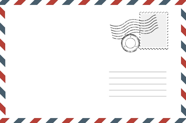 Postage retro envelope blank with stamp. vector illustration