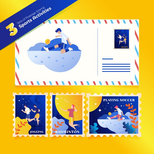 Postage of sports activities in 3 sets of bundles