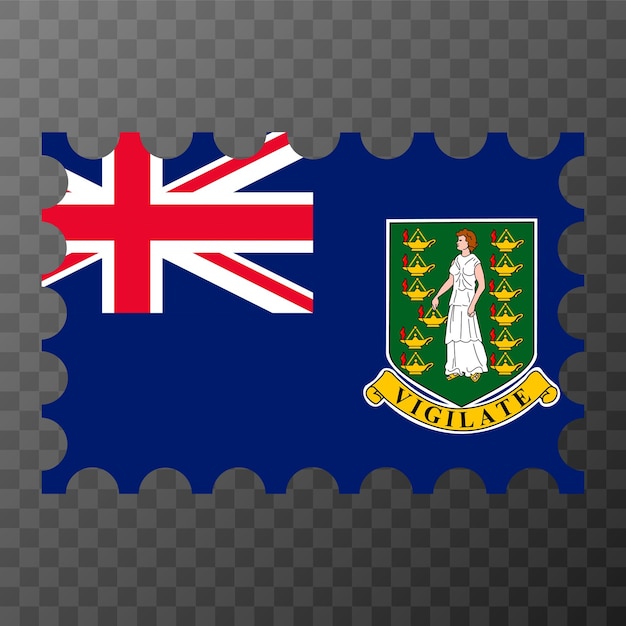 Postage stamp with British Virgin Islands flag Vector illustration