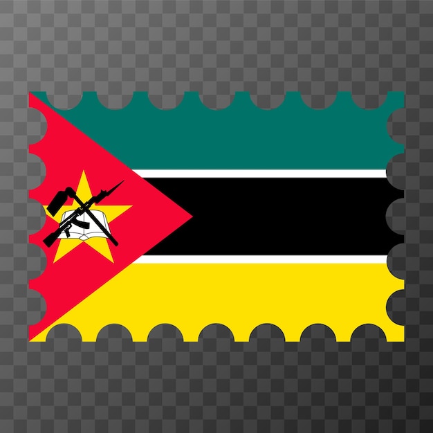 Postage stamp with Mozambique flag Vector illustration