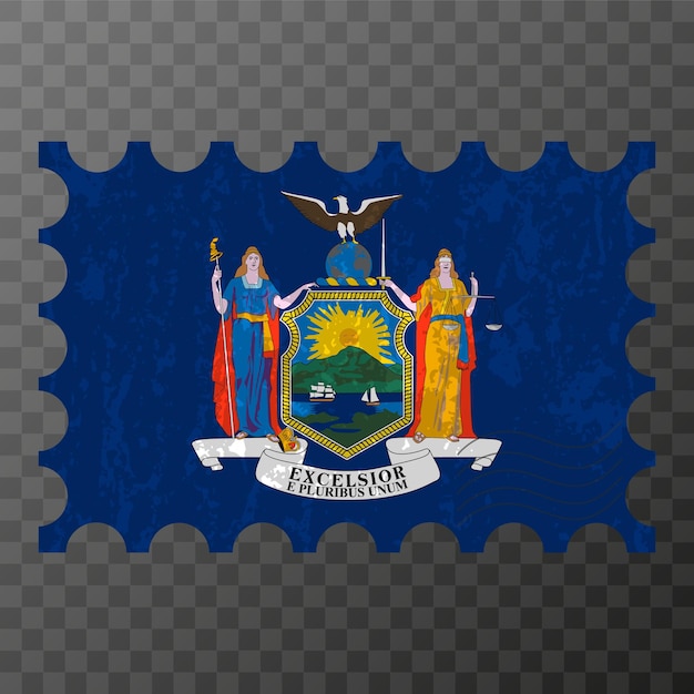 Postage stamp with new york state grunge flag vector illustration