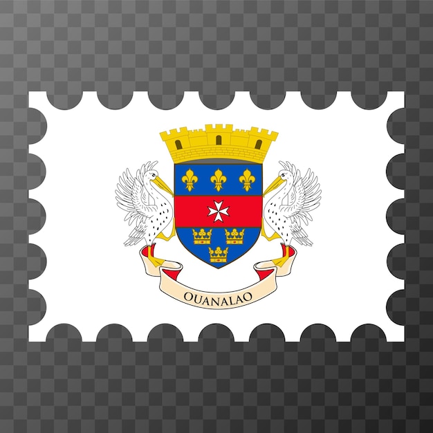 Почтовая марка с векторной иллюстрацией флага Сен-Бартельми