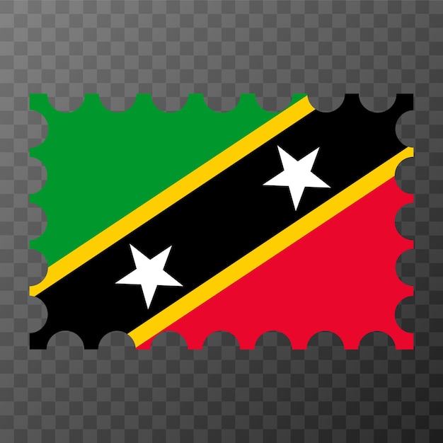 Postage stamp with Saint Kitts and Nevis flag Vector illustration