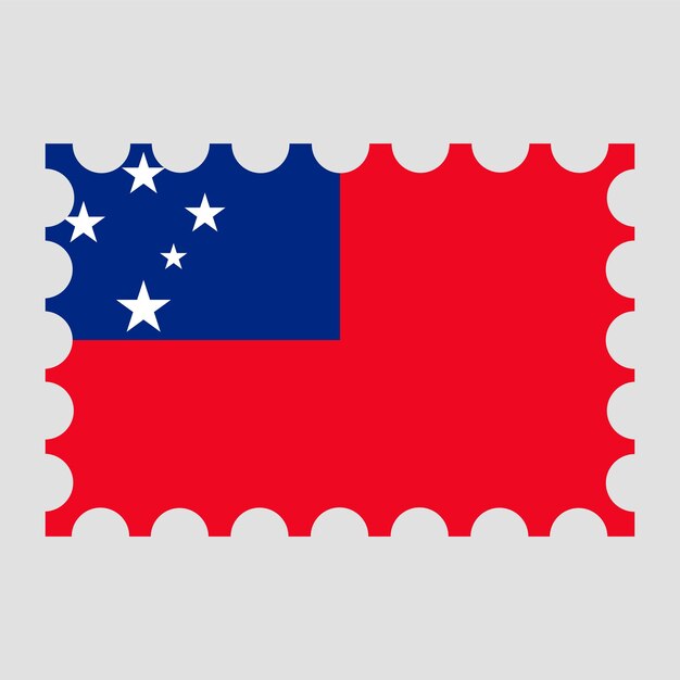 Postage stamp with Samoa flag Vector illustration