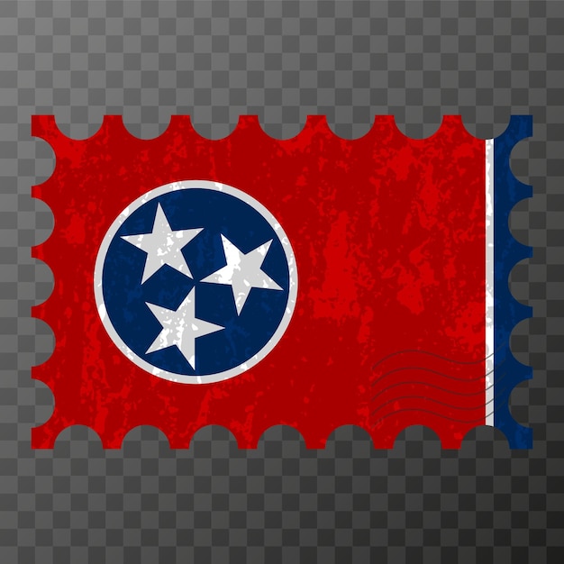Postage stamp with Tennessee state grunge flag Vector illustration