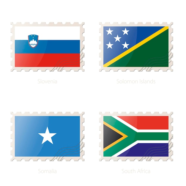 スロベニアソロモン諸島ソマリア南アフリカ国旗をイメージした切手