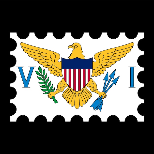 Почтовая марка с векторной иллюстрацией флага Виргинских островов
