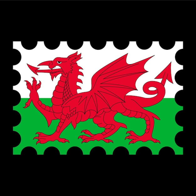 Postage stamp with wales flag vector illustration